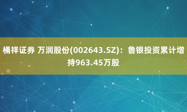 桶祥证券 万润股份(002643.SZ)：鲁银投资累计增持963.45万股